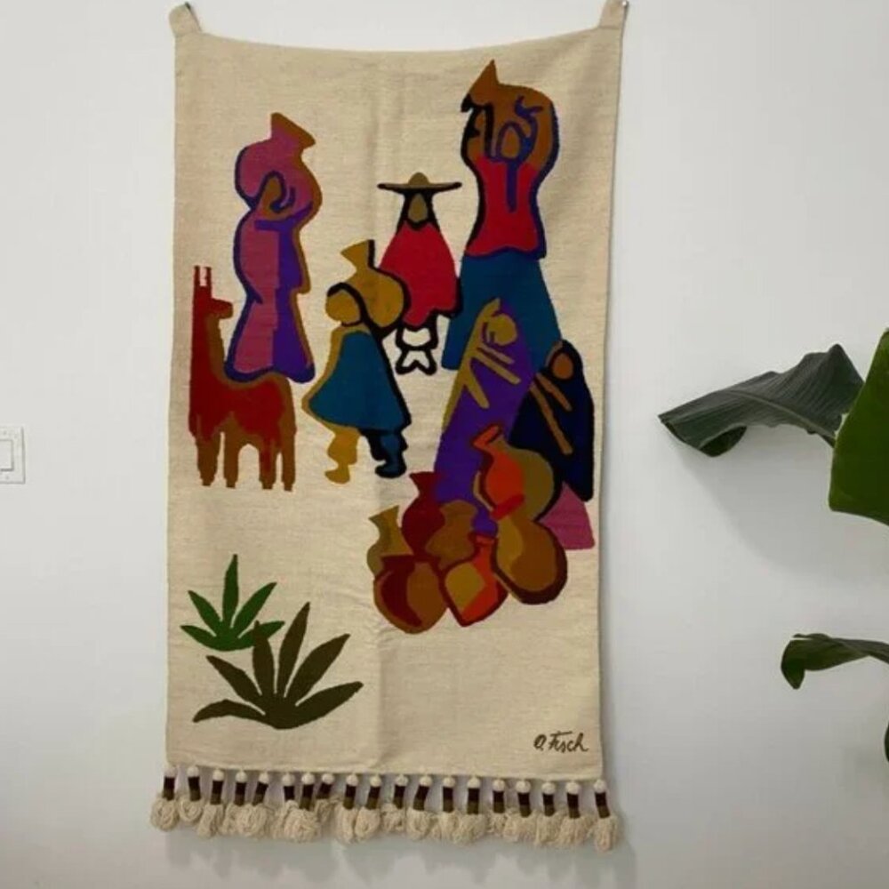 Olga Fisch INDIOS Wall Hanging Tapestry Woven Ecuador Artwork